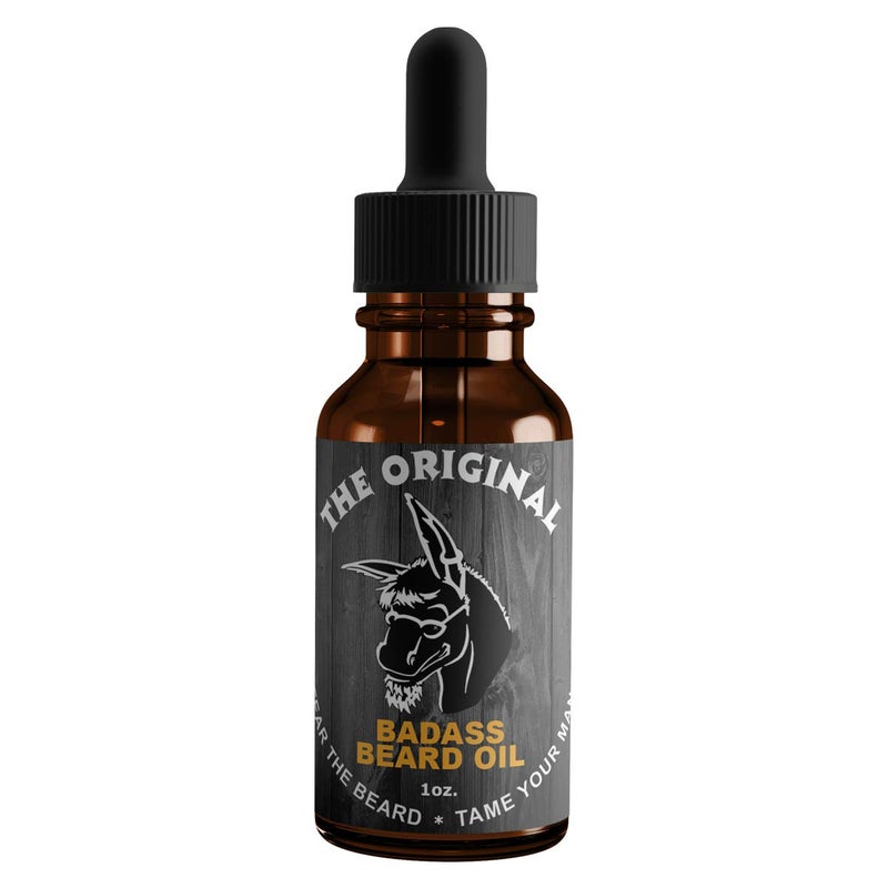 Badass Beard Care Oil For Men - The Original Scent, 1 oz - All Natural Ingredients, Keeps Beard and Mustache Full, Soft and Healthy - Image 1